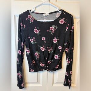Floral Long Sleeve Top with Pink Accents